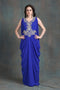 Blue sleeveless kaftan dress-georgette hand beaded designer kaftan