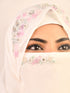 White luxury bridal wedding wear hijab scarf with handwork naqab