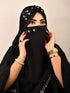 Black luxury bridal wedding wear hijab scarf with handwork naqab