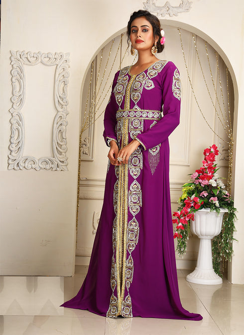 Purple adorable islamic designer kaftan wedding kaftan