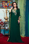 Dark green georgette designer kaftan
