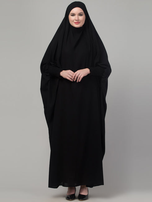 Black head to toe free size jilbab abaya