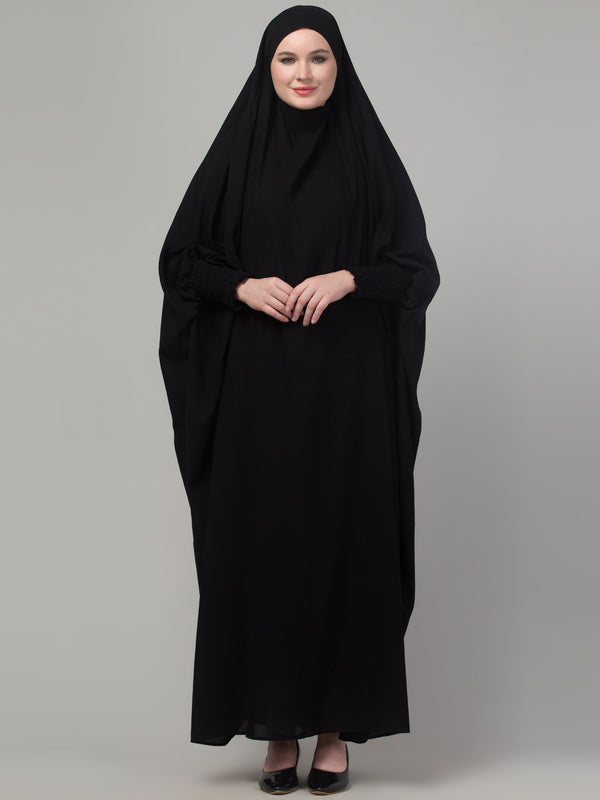 Black head to toe free size jilbab abaya
