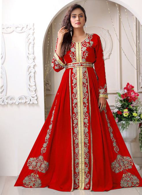 Arabic red wedding designer moroccan kaftan