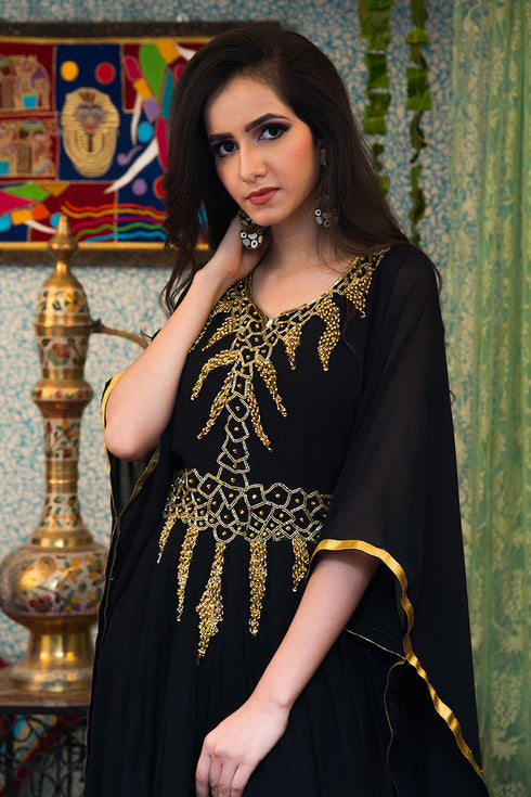Black georgette designer kaftan
