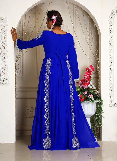 Wedding royal blue womens good looking designer mzxi takchita kaftan