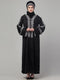Black embroidery work reversable cuff abaya with embroidered hijab