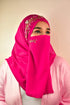 wrap my hijab rani pink embroidered georgette chiffon