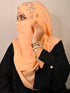 Peach luxury bridal wedding wear hijab scarf with handwork naqab