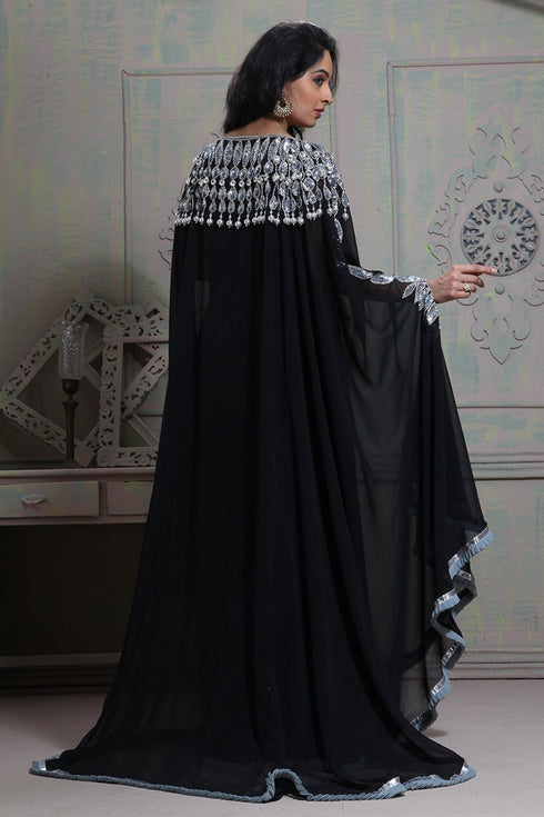 Fancy black georgette islamic wedding kaftan