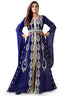 Women dark blue designer islamic moroccan style hand beaded wedding takchita kaftan