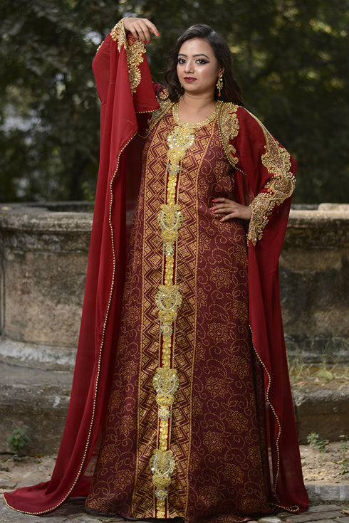 Maroon designer israeli kaftan