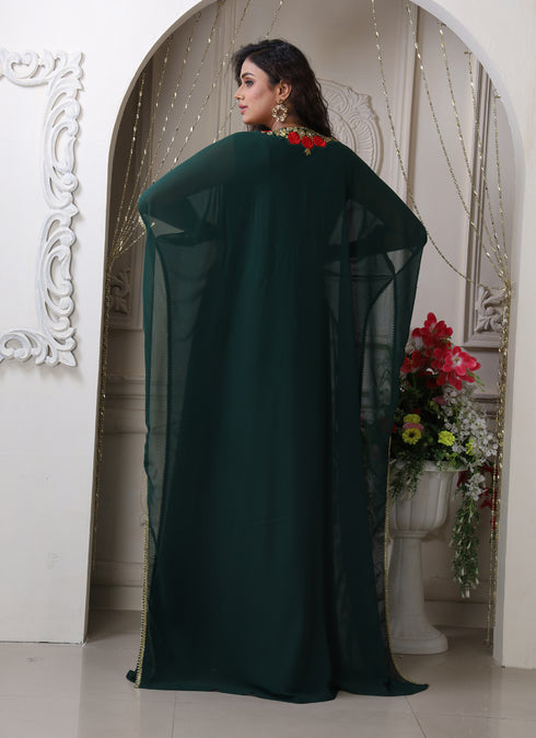 Dark green color israeli woman kaftan