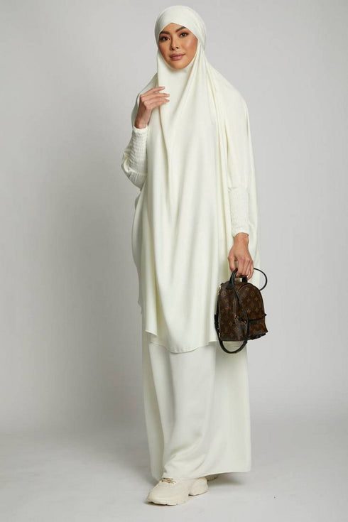 arfeenz lifestyle nida satin jilbab set white
