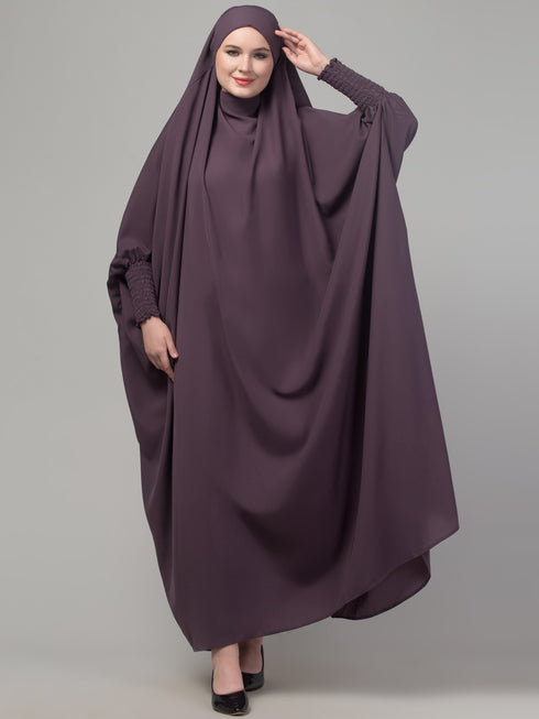 Dusky purple head to toe free size jilbab abaya