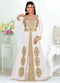 White embroidered georgette islamic kaftans With Sun-proof hijab.