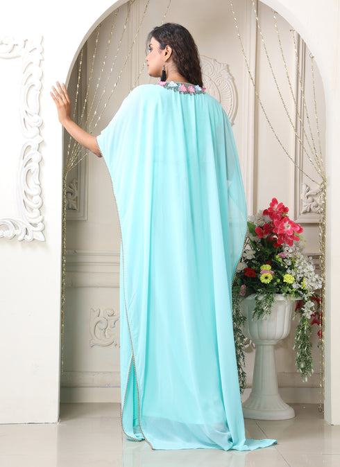 Womens designer flower work islamic wedding takchita hand beaded kaftan