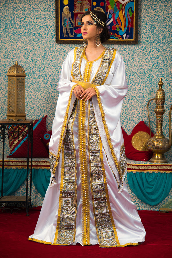 White morrocon designer kaftan