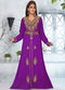 Purple embroidered georgette islamic-kaftans with hijab