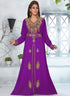 Purple embroidered georgette islamic-kaftans with hijab