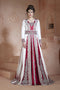 Off white and maroon embroidered & handmade moroccan wedding long sleeve dress kaftan