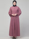 Mauve matte nida abaya with placket elastic sleeve and hijab