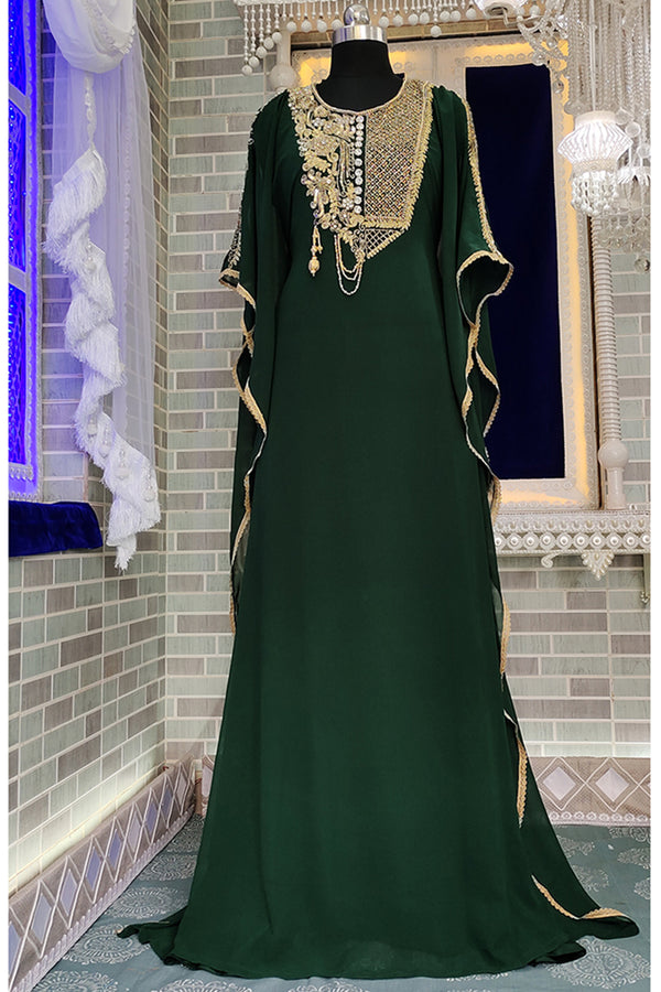 Dark green modest kaftan stylish kaftan