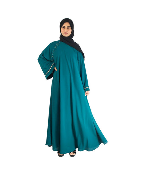 Green plain chiffon abaya