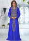 Ink Blue Georgette Hand Embroidered Kaftan With Hijab