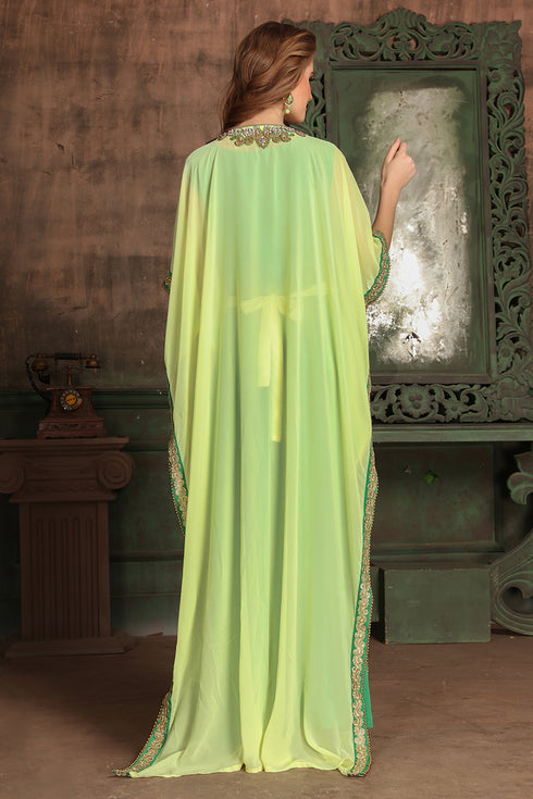 Yellow and green georgette kaftan