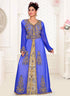 Blue embroidered georgette islamic kaftans With Sun-proof hijab.