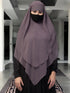 Grey multi layered triangular instant hijabkhimar in georgette