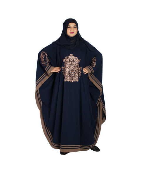 Blue plain crepe abaya