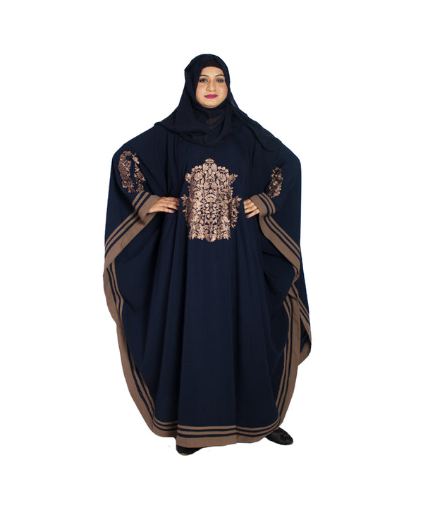 Blue plain crepe abaya