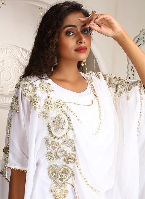 White islamic designer kaftan for women arabic wedding dresses