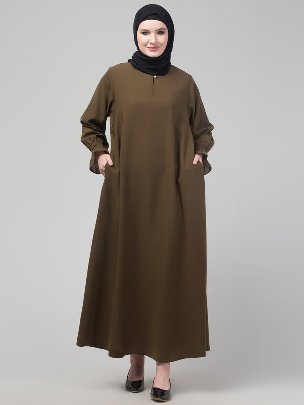 Antique gold matt nida abaya with hijab