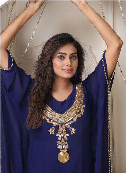 Dark blue color desingner party wear caftan