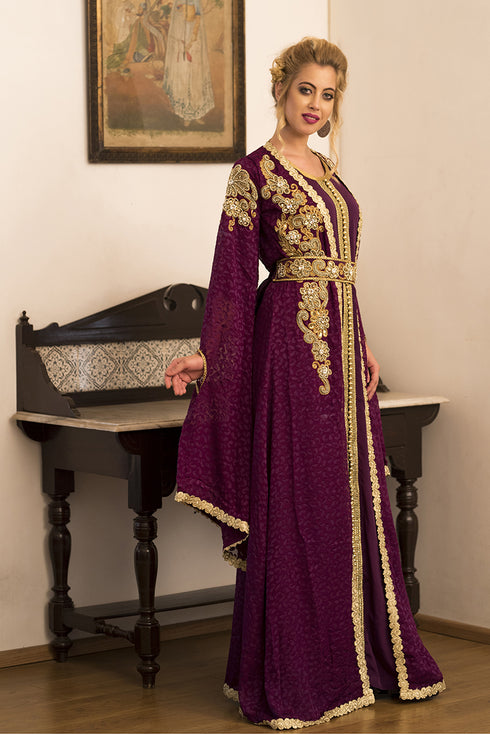 Violet jacket style moroccan wedding caftan