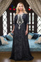 Dark gray hand made designer kaftan