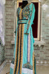 Mint firozi islamic designer embroidery kaftan israeli party wedding kaftan