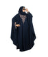 Blue embroidered crepe abaya