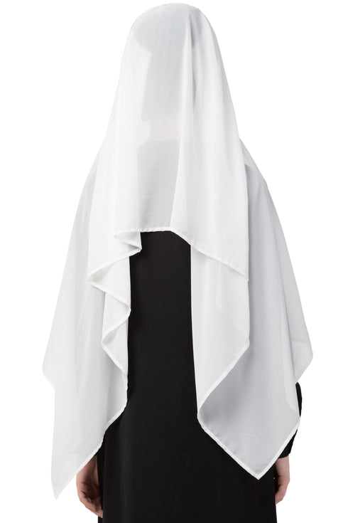 White Embroidered Georgette Hijab