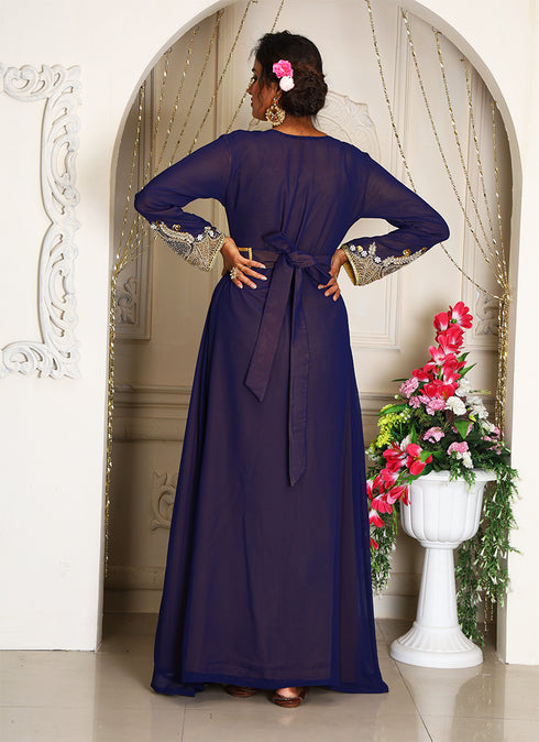Dark blue israeli takchita party wear kaftan moroccan caftan women