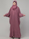 Mauve pintucks crinckled cey fabric kaftan abaya with hijab