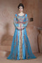 Firozi and dark pink designer partywear dubai dress moroccan style arabic long sleeve wedding caftan