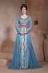Firozi and dark pink designer partywear dubai dress moroccan style arabic long sleeve wedding caftan