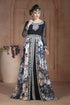 Gleaming mutil and black party wear full sleeve black beading around the neck long sleeve kaftan