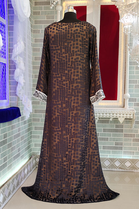 Dark grey islamic stylish embroidery abaya dresses