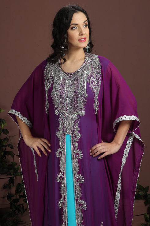 Blue and purple exclusive kaftans designer caftan