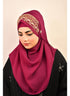 Majenta luxury bridal wedding wear hijab scarf with handwork